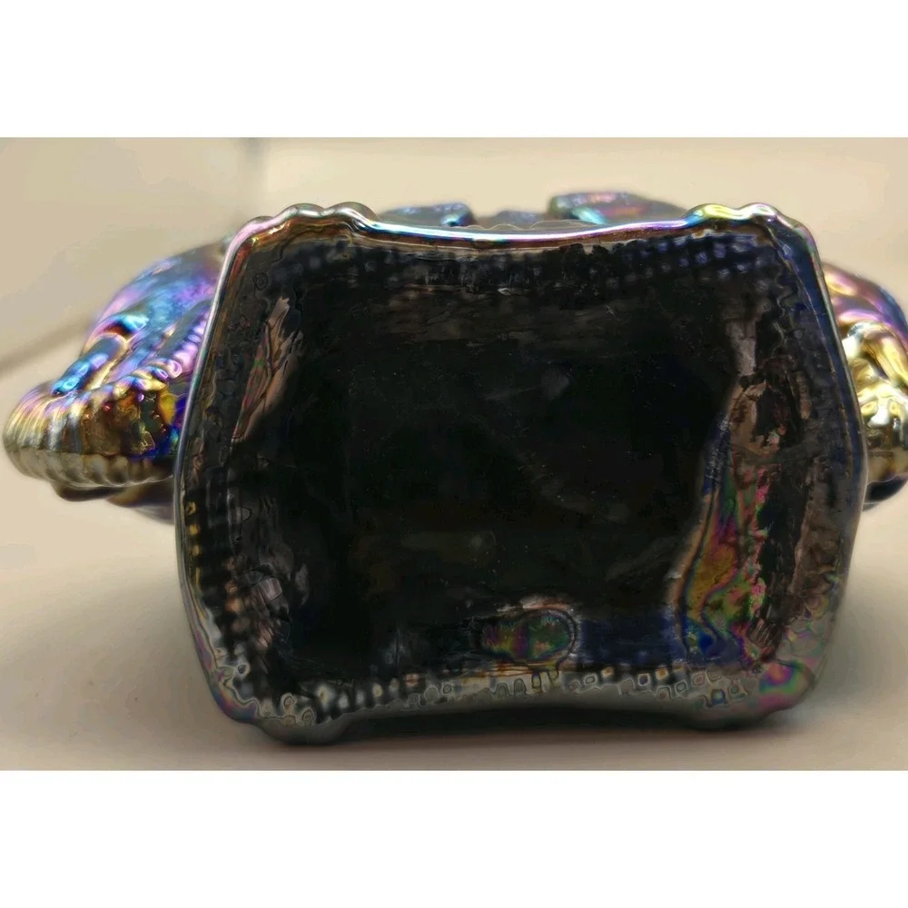 Vintage Toothpick Holder Summit Art‎ Event Iridescent Double Elephants